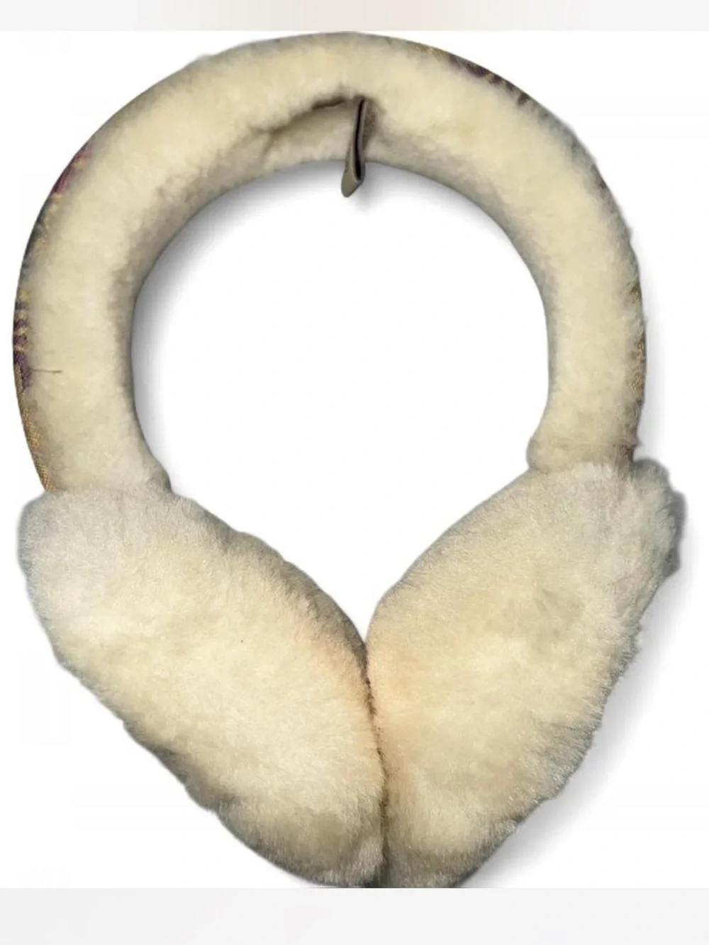 UGG Cream Shearling Earmuffs with Patterned Multicolor Band